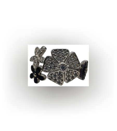 Inel, Jolie Silver, Argint 925 Trifoi cu Email Negru M 60