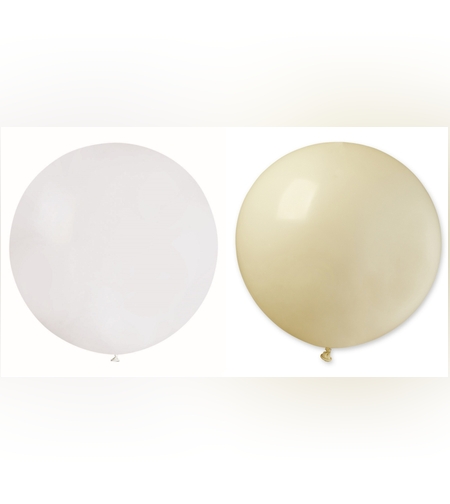 Set 2 Baloane din Latex, Flippy, Model Party Jumbo, 90 cm, Alb si Bej, 35 g