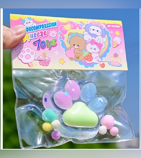 Jucarie Antistres Squishy, Flippy, cu Revenire Lenta, Labuta de Pisica Pufoasa, 7.5 cm, Ambalaj Transparent, Model 27055, Multicolor