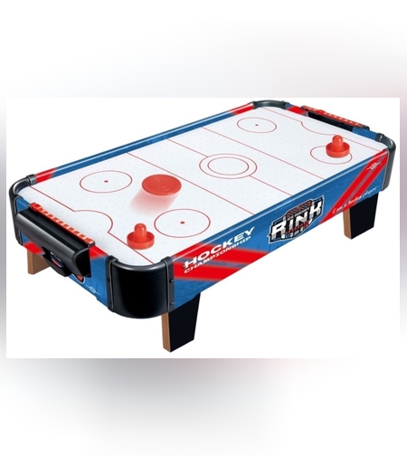 Masa Air Hockey Graffiti cu Picioare Scurte, Flippy, PVC, 2 Pucuri, Tabela Scor, 2 Impingatoare, 76x38x21.5 cm, Albastru