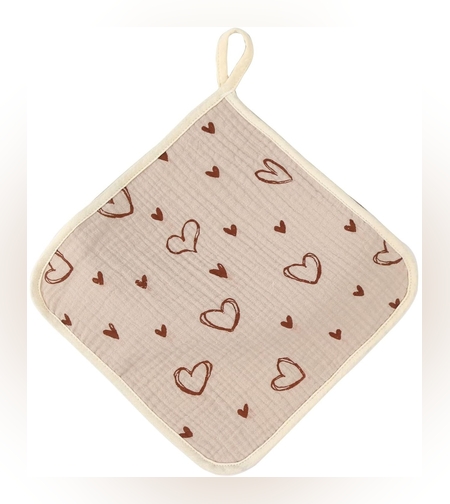 Prosop Absorbant, Flippy, din Bumbac, 25 x 25 cm, Model Inimioare, cu Agatatoare, Bej