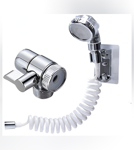 Set Extensie de Dus, Flippy, pentru Baterie Baie sau Bucatarie, 4 Piese, Filtru de Ioni Negativi, Furtun Flexibil de 1.5 Metri, Argintiu