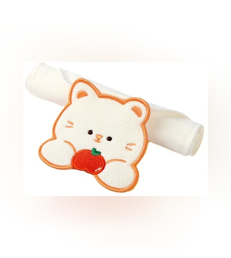 Prosop Absorbant, Flippy, din Bumbac, pentru Bebelusi, 19x28 cm, Model Pisica, Alb