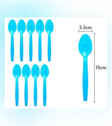 Set 10 Linguri de unica folosinta 15 x 3.3 cm, albastru