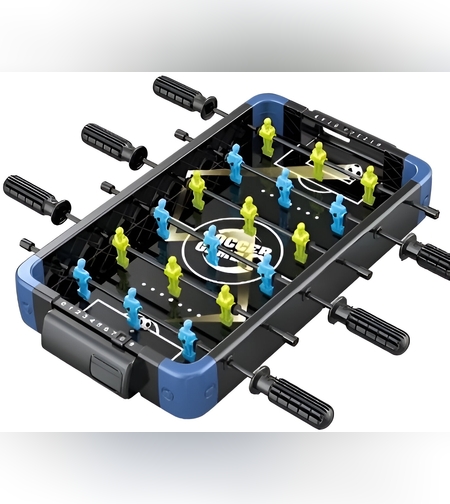 Masa de Joc 5in1  Flippy, cu Teren Schimbabil de Fotbal, Basket, Bowling, Curling si Hockey, cu Tablou Scor, din ABS, 49.8x26x6.6 cm, Design Multicolor, pentru Copii/ Adulti