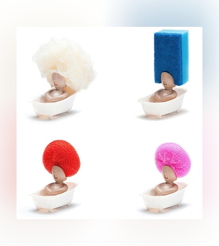 Suport pentru Spalat Vase, Flippy, pentru Burete/Sarma, Model Cada, Alb/Bej