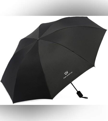 Umbrela, Flippy, Protectie UV Soare, Protectie Ploaie, Pliabila, din Vinil si Otel, 96 x 67 cm, Negru