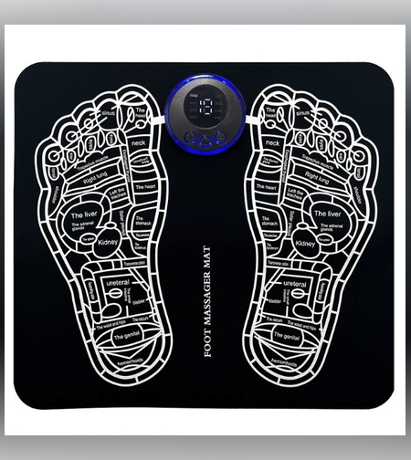 Covoras de Masaj pentru Picioare, EMS, 4 Niveluri de Intensitate, Incarcare USB, Ecran LED, Telecomanda Inclusa, Negru