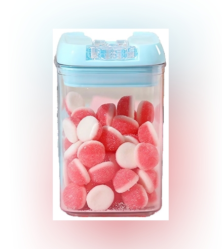 Cutie de Depozitare Alimente, Flippy, 0.8L, Capac Albastru, din PP+PET, Inchidere Ermetica, 10 x 10 x 15.5 cm, Transparent