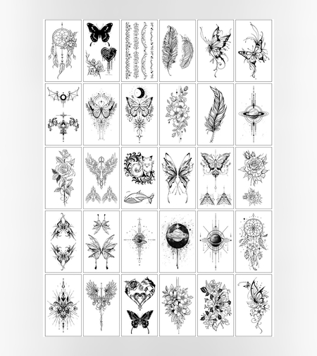 Set 30 Tatuaje Temporare, Flippy, pe Baza de Apa, Model 1, Negru