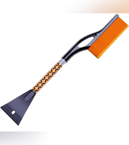 Perie de Zapada cu Racleta pentru Masina, Flippy, Multifunctionala, Demontabila, cu Maner Antiderapant, Aluminiu, Plastic, Fragmentarea Ghetii de pe Parbriz, Solutia pentru Iarna, pentru Dezghetare, 68x24x11.1 cm, Portocaliu
