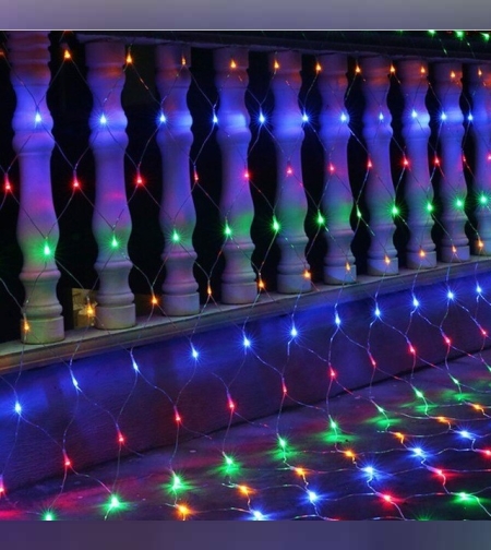 Instalatie de Craciun, Flippy®, Tip Plasa, 1.5 x 1.5 m, 120 LED-uri, Interconectabila, Multicolor