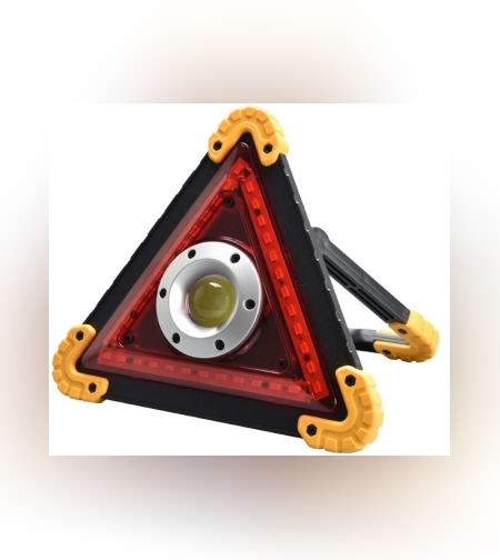 Triunghi Multifunctional de Avertizare, Flippy, Lanterna LED, Impermeabil IP65, 800 lm, 2 x AA, Functie Incarcare Telefon, USB si Micro USB, COB 33, Portocaliu