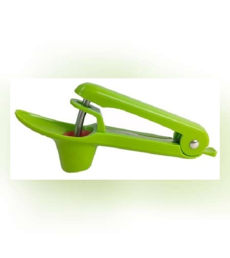Dispozitiv de Scos Samburi, Flippy, Manual, cu 1 Gaura, pentru Cirese/Masline, 20.5 x 3.8 x 13 cm, din ABS+Otel Inoxidabil, cu Maner, Verde