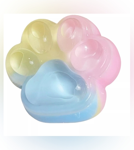 Jucarie Antistres Squishy, Flippy, cu Revenire Lenta, Squeeze Pinch Family, Model Cat Paw, 6.5 x 6 cm, din Tpr, 4-6 Ani, Model Curcubeu, Multicolor cu Insertii