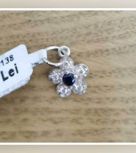 Pandantiv din Argint 925, Jolie Silver, Model Floare Cu Pietre, 0.9 g, 1 x 1 cm, Bleumarin