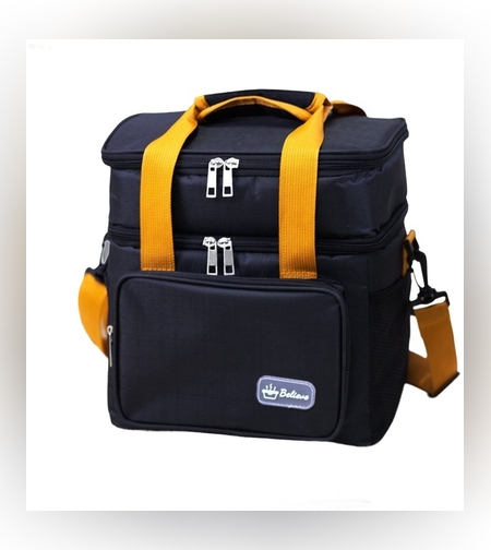 Geanta Termica, Flippy, 2 Compartimente Separate, Multifunctionala, Impermeabila, Manere si Curea de Umar, 25.5x18x30 cm, Negru