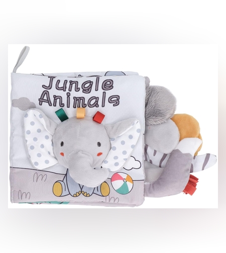 Carte Senzoriala, Flippy, pentru Bebelusi, 15x16x6 cm, cu Animalute, 3D, Cu Sunete si Fosnete, 0-3 Ani, Model Elefantel, Gri