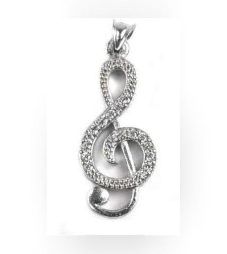 Pandantiv din Argint 925 Cheia sol cu pietre