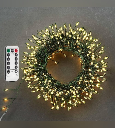 Instalatie de Craciun Liniara, Flippy®, Tip Cluster, 8 Jocuri de Lumini, cu Telecomanda, 3 m, 100 Led-uri, Alimentare USB, 3V, Alb Cald