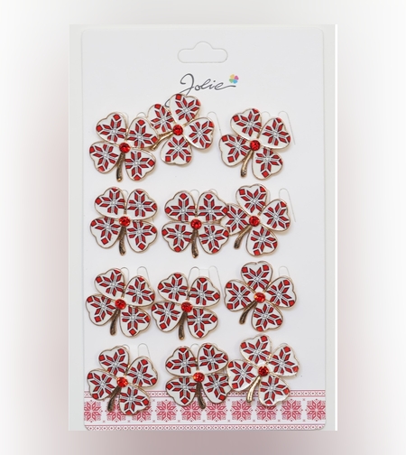 Set 12 Brose Martisor Primavara Trifoi Traditional cu Piatra Rosie