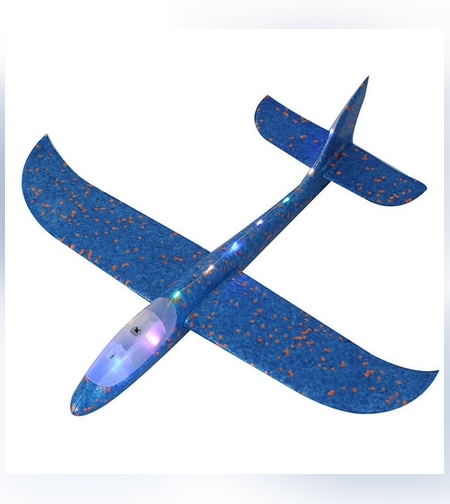 Avion Planor Flippy, cu Lumini pe Toata Lungimea, din Poliester, 48 cm, Albastru