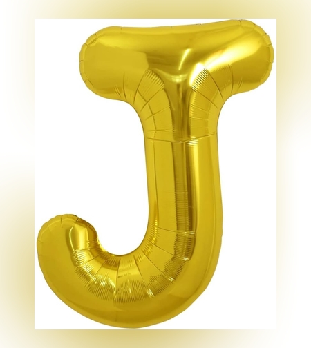 Balon Folie Metalizata Litera J, Flippy, 80 cm, Umflati cu Heliu sau Aer, Ambalaj Individual, Pai inclus, Auriu