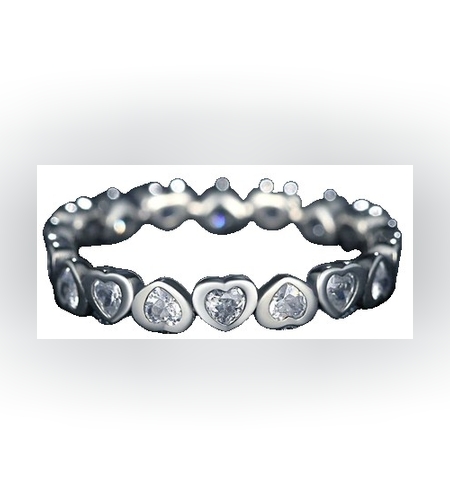 Inel Argint 925 Circular Inimi cu  Pietre M53