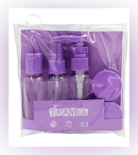 Set Recipiente pentru Cosmetice, Flippy, 5 Piese, cu Gentuta, pentru Calatorii, Reutilizabile, Mov, Material Plastic, 40 ml, 10g