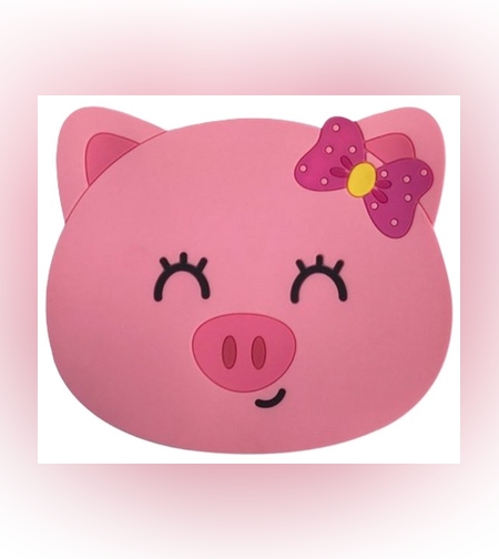 Suport pentru Pahar, Flippy, Model Urs Purcelus, din PVC, 15.5x15.5 cm, Rezistent la Caldura, Roz