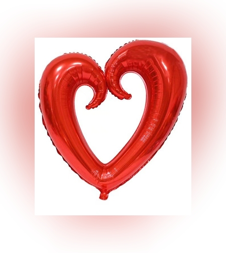 Balon din Folie Metalizata, Flippy, Figurina Inima Gigantica, Tema Ziua Indragostitilor, 100 cm, Ambalaj Individual, Pai Inclus, Umflare cu Aer sau Heliu, Rosu