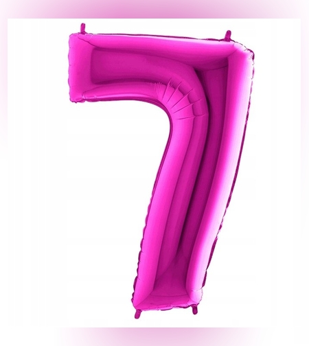 Balon din Folie, Flippy, Cifra 7, Tema Aniversare, 81 cm, Ambalaj Individual, Pai inclus, Umflare cu Aer sau Heliu, Bulk, Mov