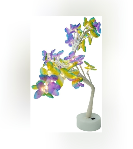 Decoratiune luminoasa, Flippy, Tip copac cu fluturi, cu baterii/USB