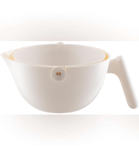 Bol cu Doua Straturi, Flippy, pentru Fructe, Legume, cu Cos de Scurgere a Apei, 2L, din ABS+PP, 29.9 x 22.5 x 11.8 cm, Alb