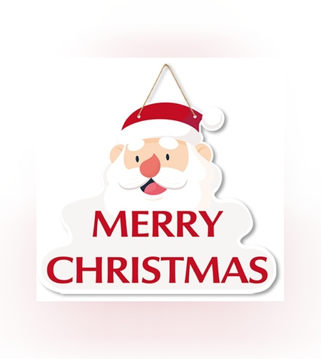 Decoratiune de Craciun, Flippy, de Agatat, pentru Usa, Perete sau Brad, Sfoara Inclusa, 26.2 x 32.5 cm, din Hartie 350g, Model Mos Craciun, Alb/Rosu