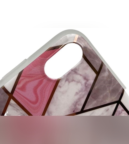 Husa protectie pentru Apple iPhone X/XS Soft IMD TPU Marble Geometric Alb