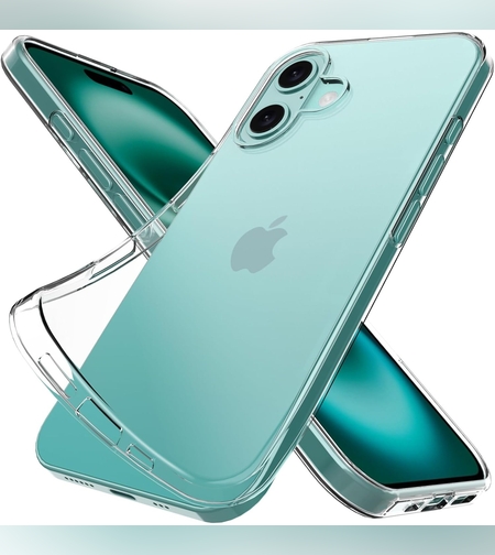 Husa de Protectie din Silicon, pentru Apple iPhone 16 Plus, PC, Antisoc, Rezistenta la Impact, Transparenta