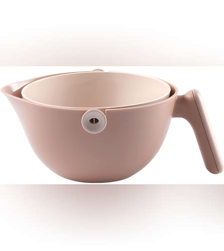 Bol cu Doua Straturi, Flippy, pentru Fructe, Legume, cu Cos de Scurgere a Apei, 2L, din ABS+PP, 29.9 x 22.5 x 11.8 cm, Maro