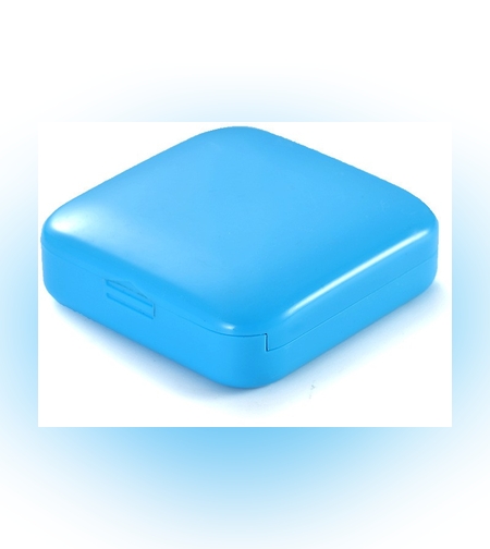 Cutie depozitare medicamente, 2 compartimente, Glisanta, Albastru, Patrata, Flippy, Inchidere etans