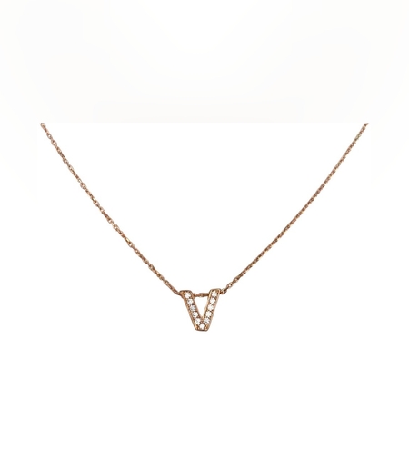 Colier Argint 925 Litera V, Placat cu Aur Roz, 40 cm