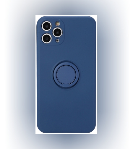 Husa protectie Flippy compatibila cu Huawei P40 Lite E Liquid Silicone Ring cu suport rotativ Albastru