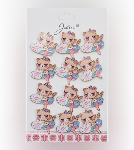 Set 12 Brose Martisor pentru Copii Pisica cu Mesaj Iubesc Primavara