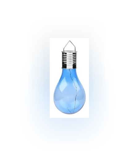 Lampa Solara LED Decorativa sub forma de Bulb, pentru exterior, suspendata, IP65, Ultron Albastru, Flippy