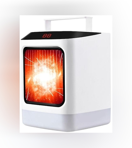 Mini incalzitor portabil Flippy cu telecomanda, afisaj digital, sincronizare inteligenta, lumina de noapte colorata