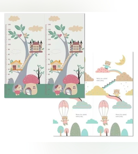 Covoras pentru Copii, Flippy, cu 2 Fete, Model Ursulet/Catelusi, din XPE+PE, Impermeabil, Antiderapant, Protectie Termica, +3 Luni, Pliabil, 150 x 200 x 1.5 cm, Multicolor