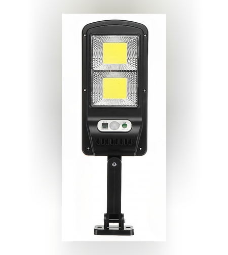 Lampă stradală solară Flippy, cu telecomandă, 36 cm x 11.5 cm, 108 COB LED, 2592 Lumeni, 21.6 W - echivalent 172 W bec incadescent, IP65, Senzor de Miscare, Senzor de Lumina, 2 Grile, Alb Rece