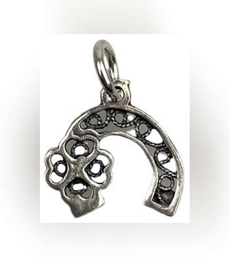 Pandantiv din Argint 925 Potcoava Filigran cu Trifoi