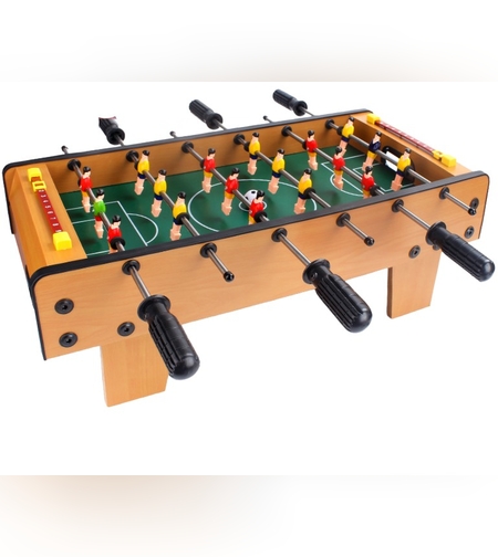 Masa de fotbal cu teren si 18 jucatori Flippy, 6 manere, cu tablou pentru scor, din metal, lemn si ABS, 50 x 25 x 18 cm, cu picioare, pentru copii/adulti