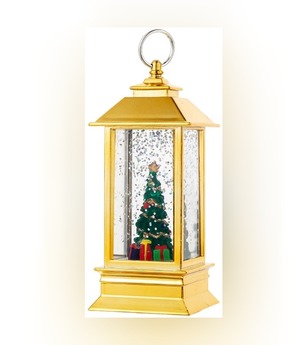 Decoratiune Luminoasa, Flippy, Felinar de Craciun, cu Lumina LED, Ornament Model Brad de Craciun, 5.3x5.3x13 cm, Galben