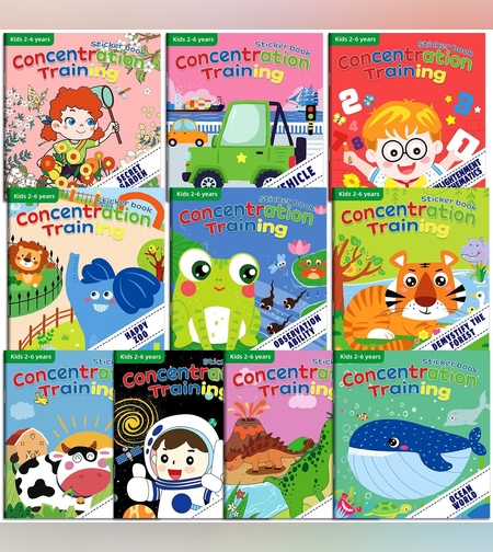 volume de carte de autocolante pentru produse noi transfrontaliere Amazon, care se concentrează pe autocolante de dezvoltare potențială, comoara de iluminare a copiilor Cartea educatie prescolar + DB01-99-0002 (set 10 volume)